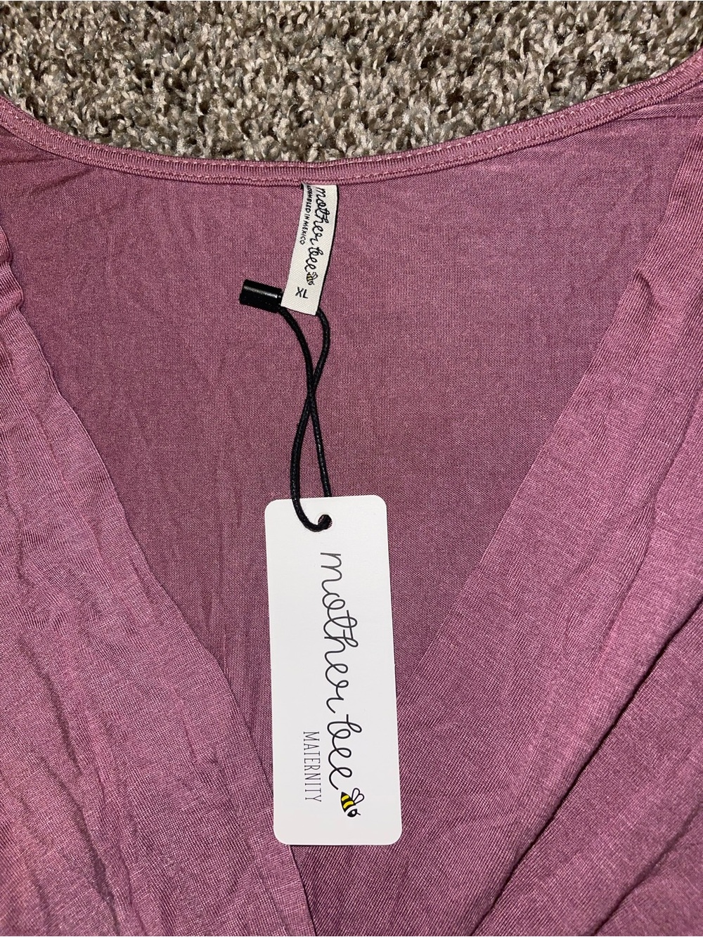 Mother Bee Maternity Dusty Rose V-Neck Maternity Tunic